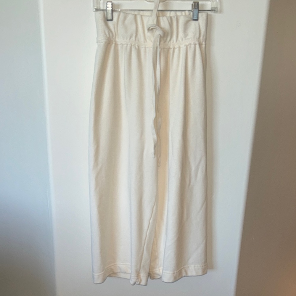 Free People Cream Ankle Cropped Pants